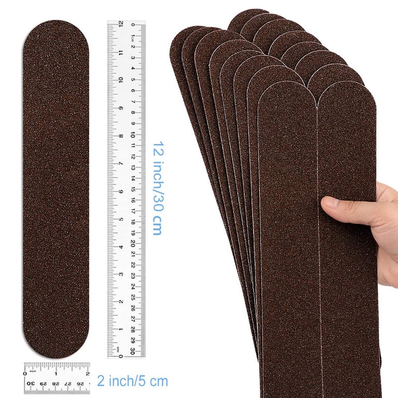 Astfys Anti Slip Tape, 16pcs Non Slip Pre-Cut Strips, Treads Safety Non Skid Adhesive Strips for Ladder, Step Stool and Stair (2" x 12", Brown) - Image 2